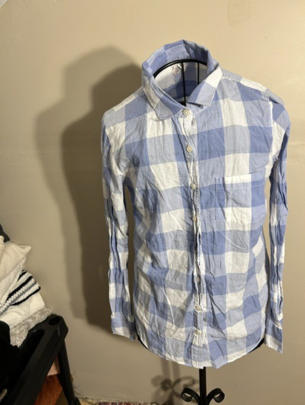 J crew size medium womens plaid shirt button up top gorpcore